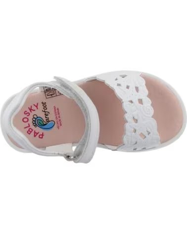 SANDÁLIAS PABLOSKY PARA MENINA MODELO 072800P EM BRANCO BLANCO