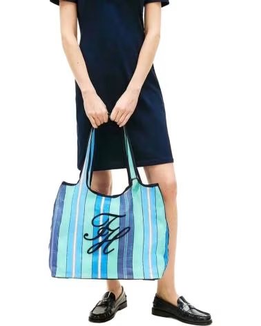 TOMMY HILFIGER BOLSO TOTE AW0AW18397 RAYAS AZUL 0GZ