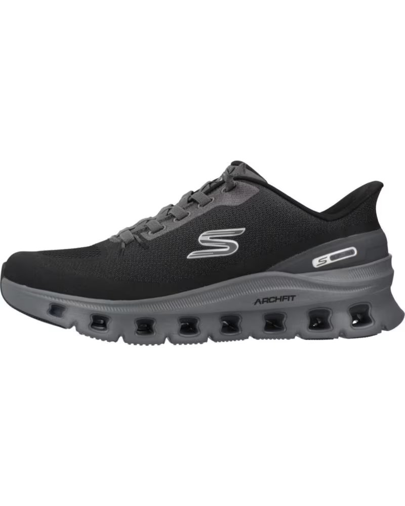 SKECHERS ZAPATILLAS 233110-BKCC EN NEGRO PARA HOMBRE BLACK KNIT-CHARCOAL PU