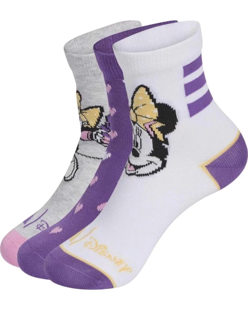 ADIDAS CHAUSSETTES ENFANT DISNEY MINNIE MOUSE 3 PAIRES BLANC VIOLET WHITE