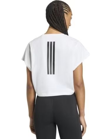 ADIDAS Camiseta De Manga Corta Camiseta Power Workout Cropped Boxy 3 Bandas Sin Mangas Blanco Mujer en blanco para mujer WHITE