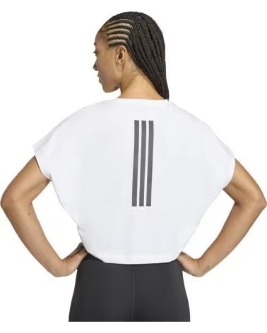ADIDAS Camiseta De Manga Corta Camiseta Power Workout Cropped Boxy 3 Bandas Sin Mangas Blanco Mujer en blanco para mujer WHITE