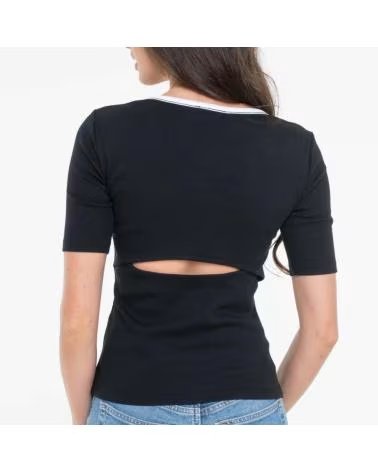CALVIN KLEIN CAMISETAS MUJER JEANS MODELO BABY RIB SCOO COLOR NEGRO UB1