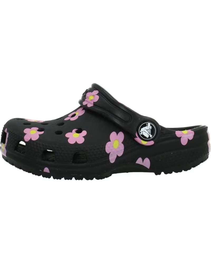 CROCS CHANCLAS NINA MODELO CLASSIC FLOWER CLOG COLOR NEGRO BLACK
