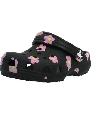 CROCS CHANCLAS NINA MODELO CLASSIC FLOWER CLOG COLOR NEGRO BLACK