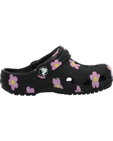 CROCS CHANCLAS NINA MODELO CLASSIC FLOWER CLOG COLOR NEGRO BLACK
