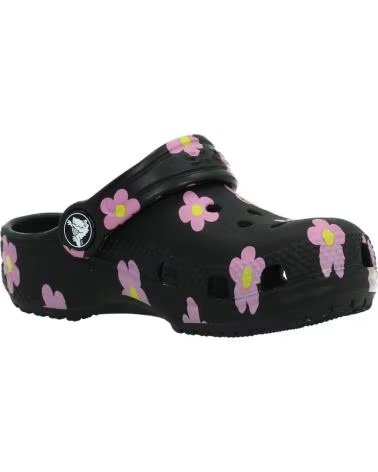 CROCS CHANCLAS NINA MODELO CLASSIC FLOWER CLOG COLOR NEGRO BLACK