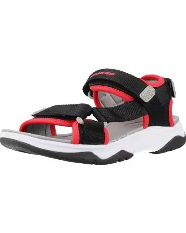 SKECHERS CHANCLAS TREAD SEEKER EN MULTICOLOR PARA NINOS UNISEX BLACK TEXTILE- RED SYNTHETIC- GRAY TRIM