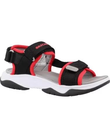 SKECHERS CHANCLAS TREAD SEEKER EN MULTICOLOR PARA NINOS UNISEX BLACK TEXTILE- RED SYNTHETIC- GRAY TRIM