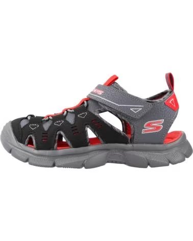 SKECHERS SANDALIAS RELIX-DUAL TIDE EN GRIS PARA NINOS UNISEX BLACK SYNTHETIC- GRAY RED TRIM