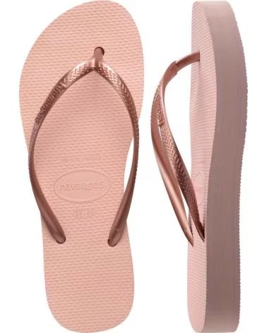HAVAIANAS CHANCLAS MUJER MODELO SLIM FLATFORM COLOR ROSA 0076ROSA