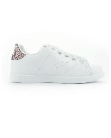 SNEAKERS VICTORIA TENNIS PELLE GLITTER ROSA BIANCO BLANCO