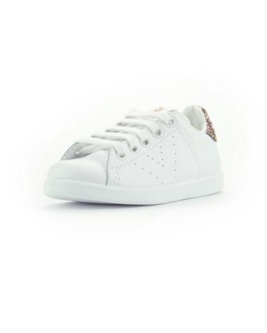 SNEAKERS VICTORIA TENNIS PELLE GLITTER ROSA BIANCO BLANCO
