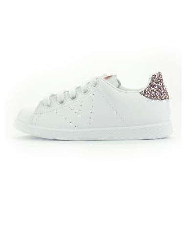 SNEAKERS VICTORIA TENNIS PELLE GLITTER ROSA BIANCO BLANCO