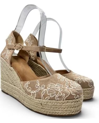 TIMBOS SANDALO CON ZEPPA IN SPARTO 132907 BEIGE