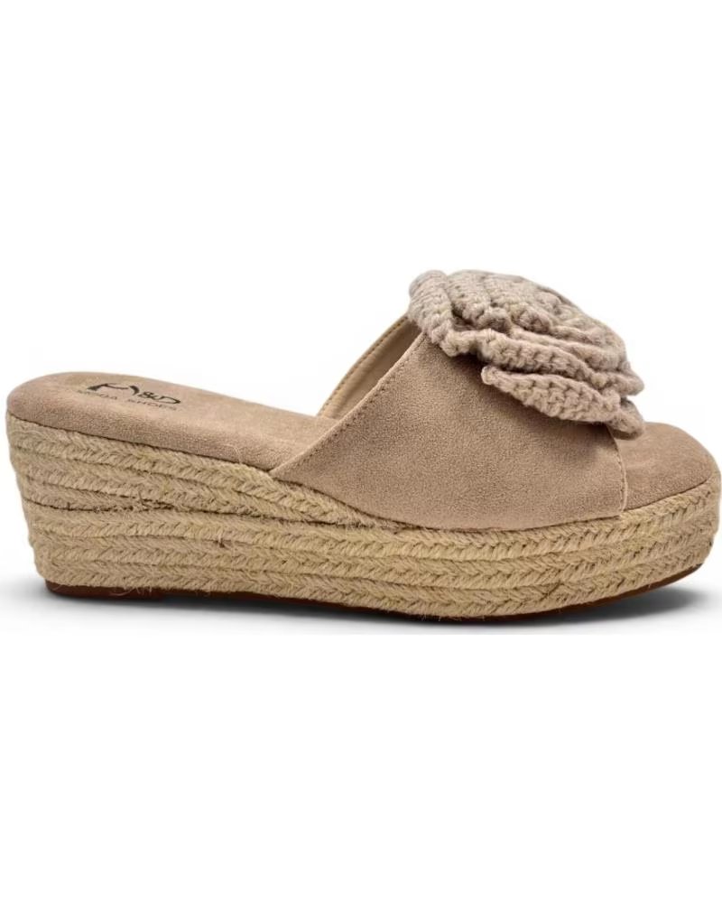 TIMBOS CLOG WITH ESPARTO WEDGE AND FLORAL DETAIL BEIGE
