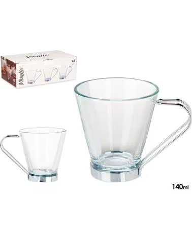 VIVALTO CONJUNTO DE 6 CHÁVENAS DE VIDRO 140ML MULTICOLOR