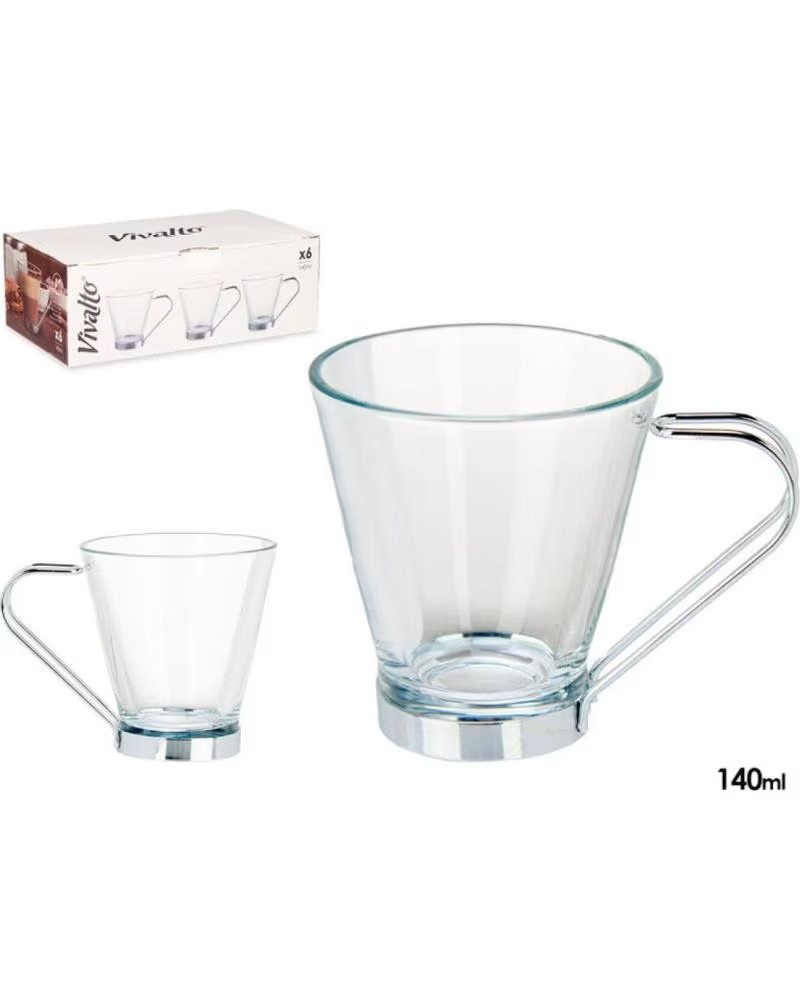 VIVALTO CONJUNTO DE 6 CHÁVENAS DE VIDRO 140ML MULTICOLOR