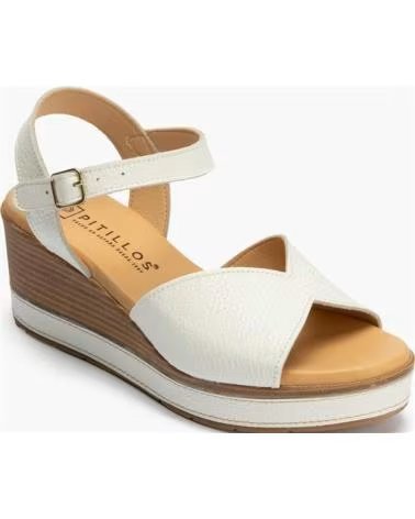 PITILLOS SANDÁLIAS DE CUNHA 6 CM COM FECHO DE FIVELA BLANCO