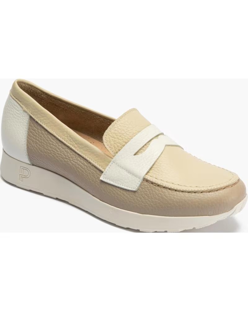 PITILLOS MOCASSINO COMBINATO IN TONALITÀ PIETRA BEIGE