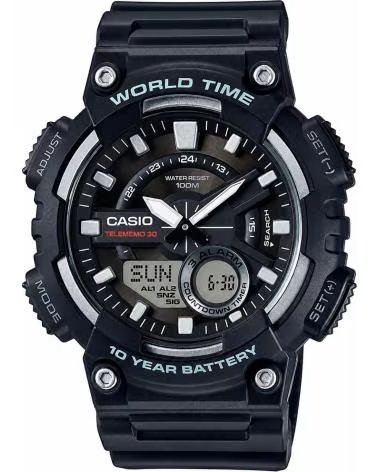 CASIO WATCH AEQ-110W-1A ANALOG-DIGITAL WORLD TIME BLACK NEGRO