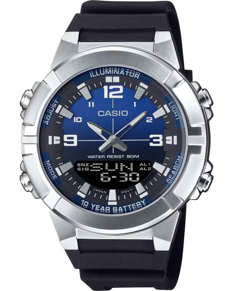 CASIO RELÓGIO AMW-870A-2A ANALÓGICO-DIGITAL COM PULSEIRA DE RESINA PRETO NEGRO