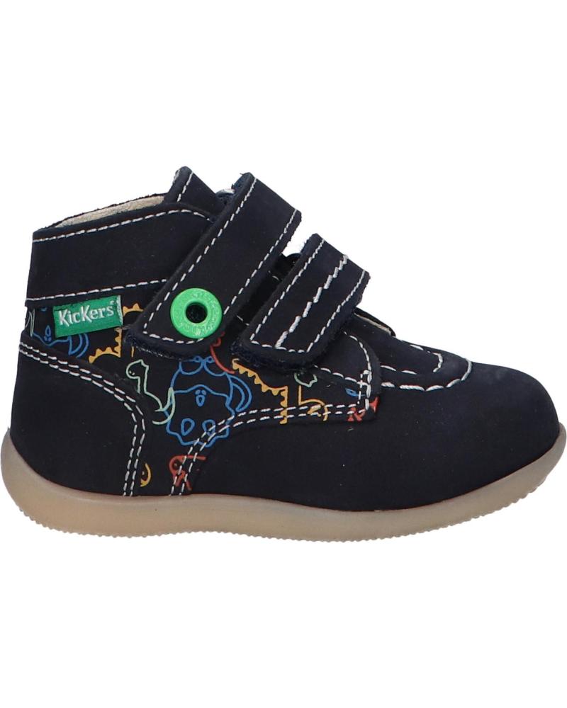 Scarpe per Bambina e Bambino KICKERS 910352-10 BONKRO-2 GOLF NUBUCK PRINT 103 MARINE DINOS