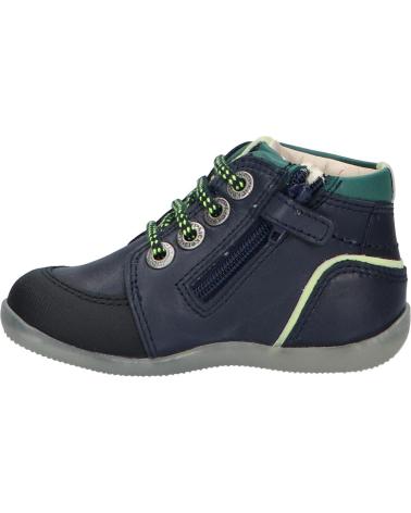 Scarpe per Bambina e Bambino KICKERS 878610-10 BINS DINO CUIR QUADRO 101 MARINE VERT NOI