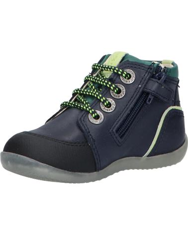 Scarpe per Bambina e Bambino KICKERS 878610-10 BINS DINO CUIR QUADRO 101 MARINE VERT NOI