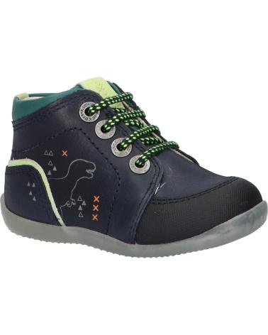 Scarpe per Bambina e Bambino KICKERS 878610-10 BINS DINO CUIR QUADRO 101 MARINE VERT NOI