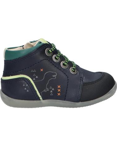 Scarpe per Bambina e Bambino KICKERS 878610-10 BINS DINO CUIR QUADRO 101 MARINE VERT NOI