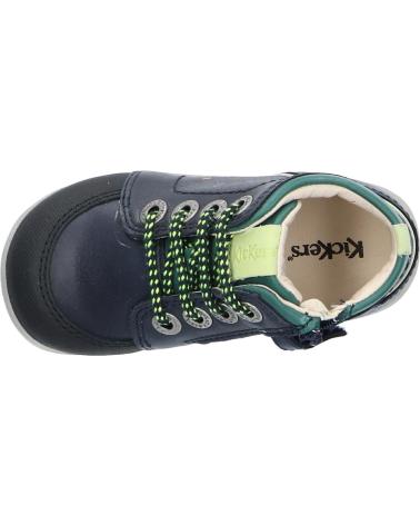 Scarpe per Bambina e Bambino KICKERS 878610-10 BINS DINO CUIR QUADRO 101 MARINE VERT NOI