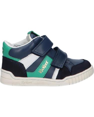 girl and boy Trainers KICKERS 894791-30 WINCKY VEL NUBUCK 103 MARINVE VERT BL