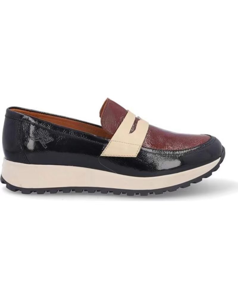 KANGAROOS Zapatos de mujer 908-51 CHAROL ARRUG NEGRO-CEREZACHAROL ARRUG NEGRO-C