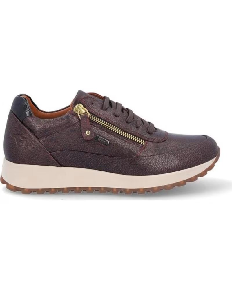ZAPATILLAS CASUAL KANGAROOS DE PIEL METALIZADA BURDEOS CON CREMALLERA ROJO