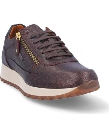 ZAPATILLAS CASUAL KANGAROOS DE PIEL METALIZADA BURDEOS CON CREMALLERA ROJO