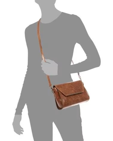 FIRENZE ARTEGIANI MARIOLA BOLSO BANDOLERA MUJER PIEL AUTÉNTICA GAMUZA LAVADO A LA PIEDRA HECHO EN ITALIA CUERO
