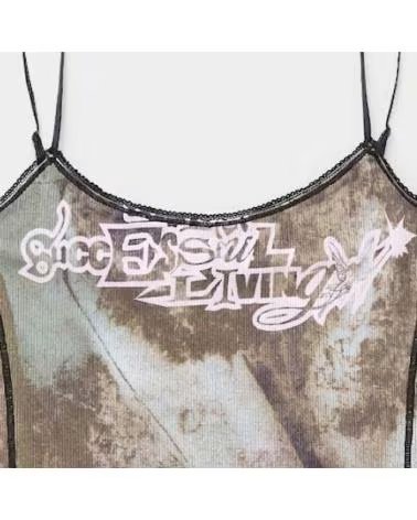DIESEL TOP DE TIRANTES CON ESTAMPADO Y ENCAJE 5AFA