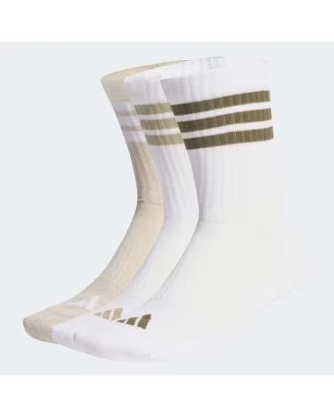 ADIDAS CALCETINES CALCETINES 3-STRIPES CUSHIONED SPORTSWEAR CREW BLANCO PURO VERDE 3 EN BLANCO PARA UNISEX PARES