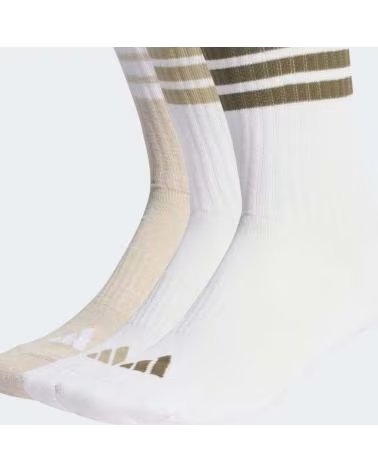 ADIDAS CALCETINES CALCETINES 3-STRIPES CUSHIONED SPORTSWEAR CREW BLANCO PURO VERDE 3 EN BLANCO PARA UNISEX PARES