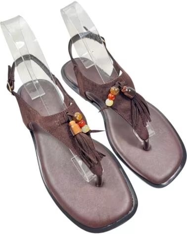 TIMBOS FLACHE SKLAVEN-SANDALEN FÜR DAMEN MARRóN