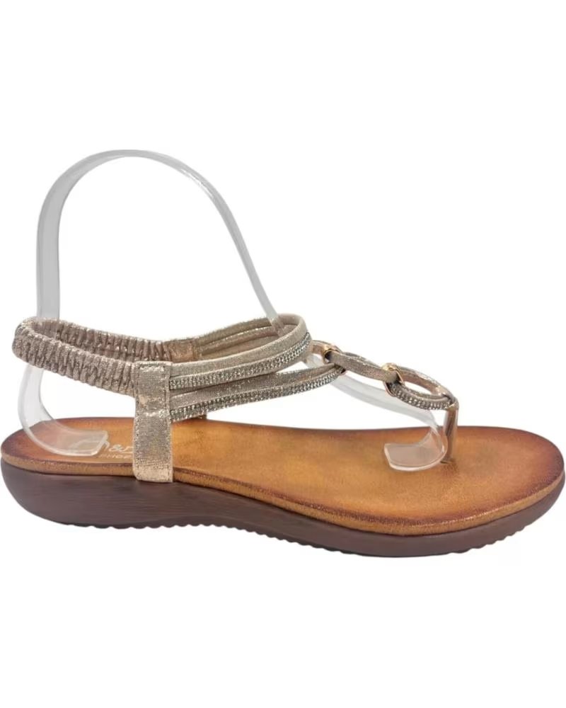 TIMBOS SANDALIA ESCLAVA PLANA DE MUJER ORO 132971 AMARILLO