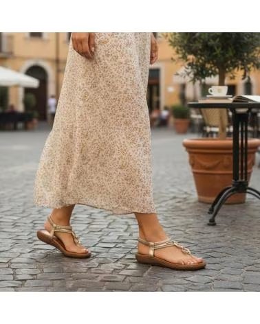 TIMBOS SANDALIA ESCLAVA PLANA DE MUJER ORO 132971 AMARILLO