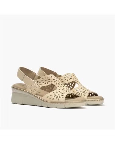 PITILLOS P11012 LASER-CUT WEDGE SANDALS CREMA