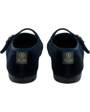 NATURAL WORLD 8997 M LOIRE BALLERINES VELOURS COTON BIOLOGIQUE AZUL MARINO