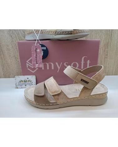 MYSOFT SANDALIAS PLANAS 26M022 CON VELCROS PLATINO ORO-PLATINO
