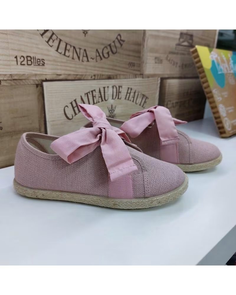 Deportivas de Niña TOKOLATE BLUCHER LINO CON LAZADA 211709 ROSA EMPOLVADO