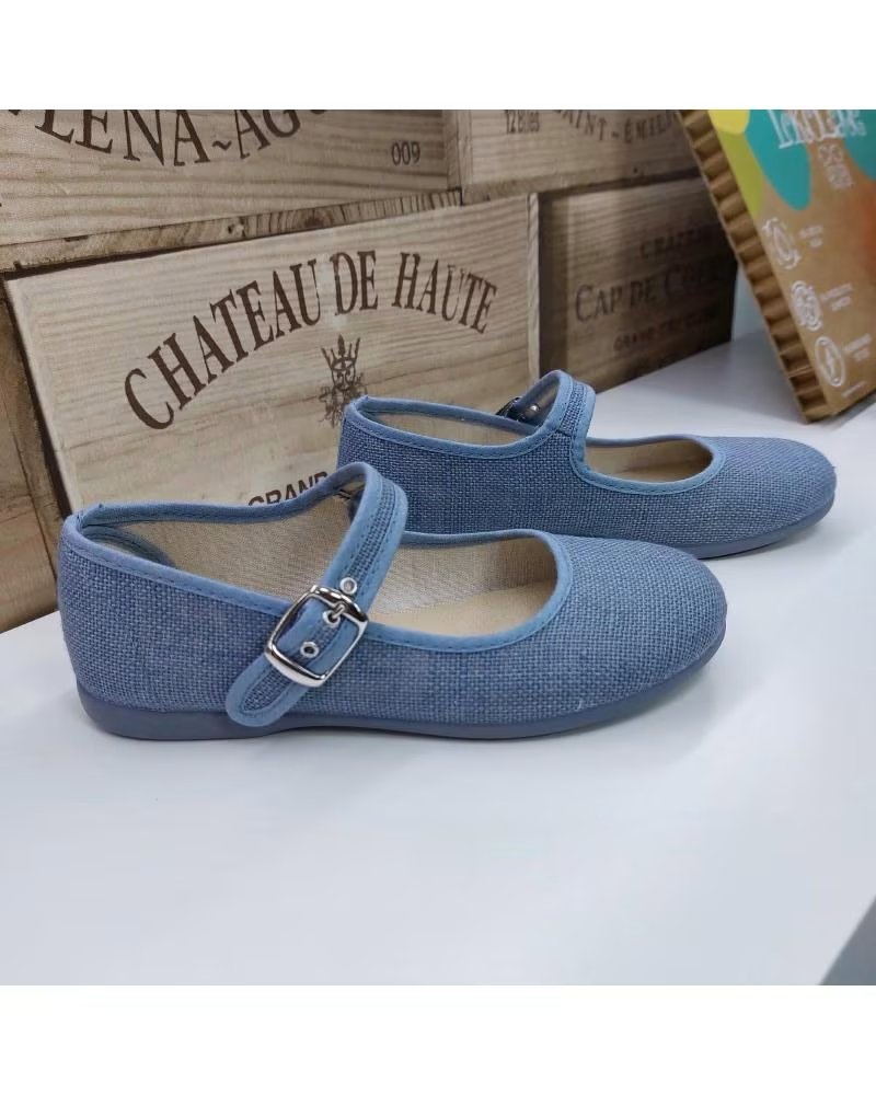 Schuhe für Mädchen TOKOLATE LEINEN-SPANGENSCHUHE MIT SCHNALLE 118909 PASTELLBLAU AZUL PASTEL