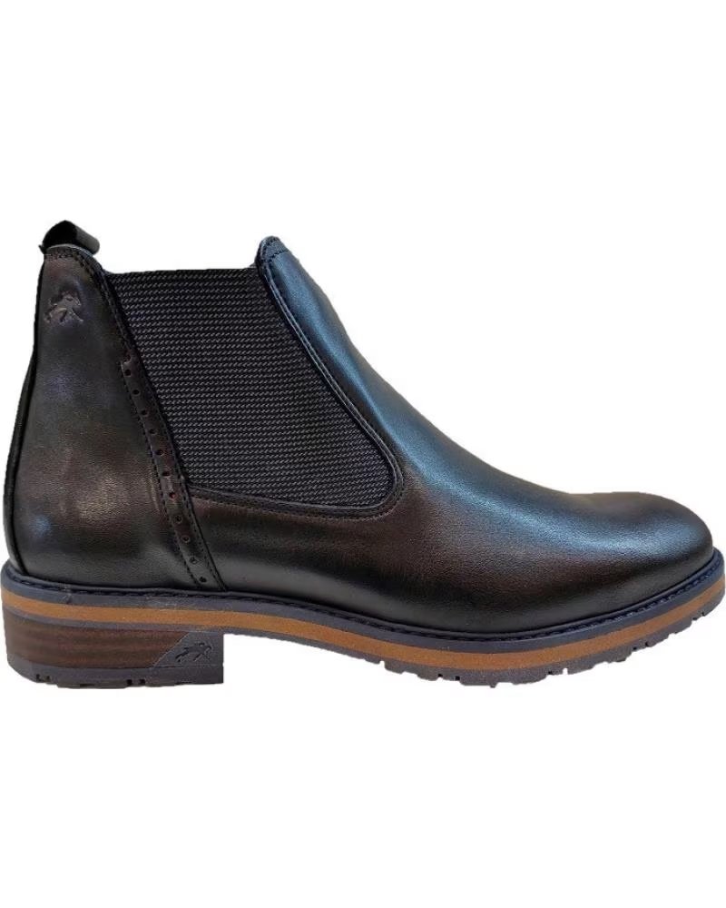 Man Mid boots FLUCHOS MEN´S ANKLE ULRICH F1873 IN BLACK LEATHER NEGRO