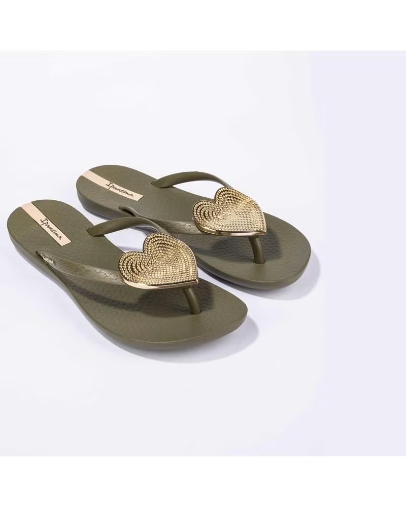 pour Femme TONGS IPANEMA MAXI FASHION 82120 AVEC DÉTAIL CŒUR VERDE KAKY